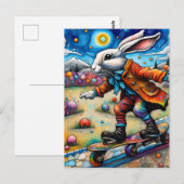 Kleurrijk Skateboarden Konijn Briefkaart (Voorkant / Achterkant)