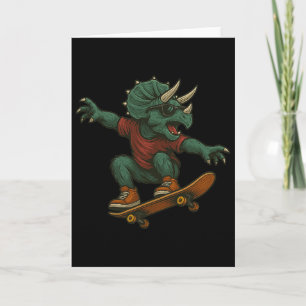 Kleurrijk Skateboarding Triceratops Dinosaurus Ont Kaart