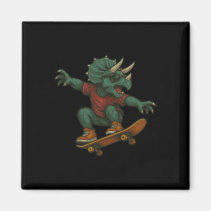 Kleurrijk Skateboarding Triceratops Dinosaurus Ont Magneet