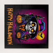 Kleurrijk Skelet Halloween Cartoon Pompoen Legpuzzel (Horizontaal)