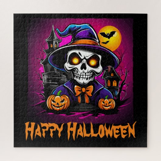 Kleurrijk Skelet Halloween Cartoon Pompoen Legpuzzel (Verticaal)