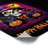 Kleurrijk Skelet Halloween Cartoon Pompoen Poster (Hoek)