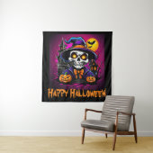 Kleurrijk Skelet Halloween Cartoon Pompoen Wandkleed (In situ)