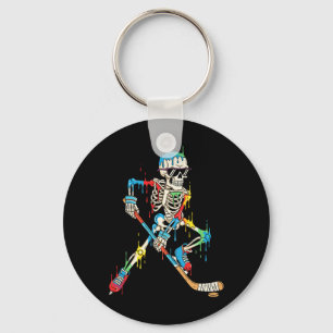 Kleurrijk Skelet Hockey IJscrème Drip Speler Sleutelhanger