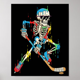 Kleurrijk Skelet Hockey IJsdruppel Speler Poster