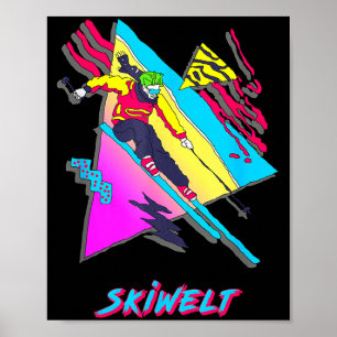 Kleurrijk skiweld avontuur ontwerp ski skier skien poster