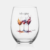 Kleurrijk Slechts een Splash Van Wijn Waterverf Na Wijnglas Zonder Voet (Voorkant)