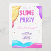 Kleurrijk slijm verjaardagsfeestje kaart (Voorkant / Achterkant)