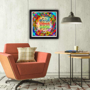 Kleurrijk Slimmer Braver Sterker Inspirerend Quote Poster