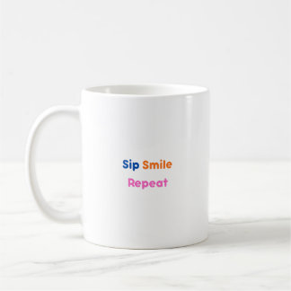 Kleurrijk "Slurp, Lach, Herhaal" Schattig Glimlach Koffiemok