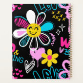 Kleurrijk Smiley Bloem Graffiti Patroon Planner (Achterkant)