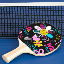 Kleurrijk Smiley Bloem Graffiti Patroon Tafeltennisbatje