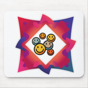 Kleurrijk Smiley Gezicht Abstract Muismat