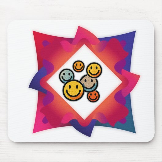 Kleurrijk Smiley Gezicht Abstract Muismat (Voorkant)