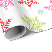 Kleurrijk Sneeuwvliespatroon – Feestelijk Winteron Cadeaupapier (Rol Hoek)