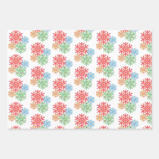 Kleurrijk sneeuwvlok inpakpapier (Voorkant 3)