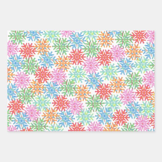 Kleurrijk sneeuwvlok inpakpapier (Voorkant)