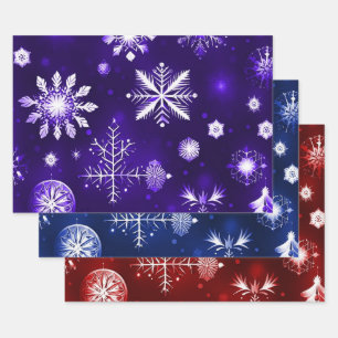 Kleurrijk sneeuwvlokpatroon Collectie 2 Inpakpapier Vel