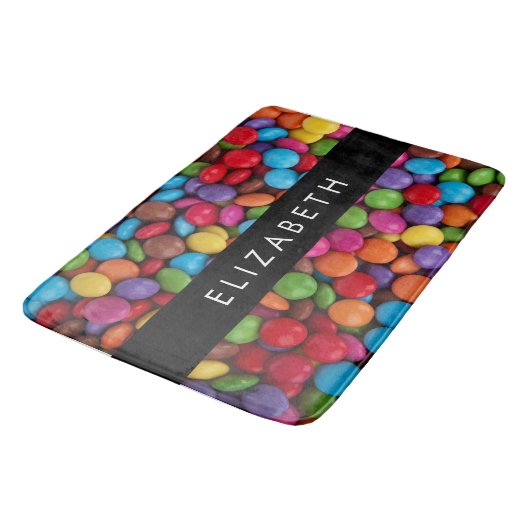 Kleurrijk Snoep, Buttonnen van Snoepjes, zoet, Jou Badmat (Gekanteld)