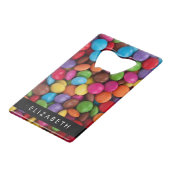 Kleurrijk Snoep, Buttonnen van Snoepjes, zoet, Jou Creditkaart Flessenopener (Achterkant Gekanteld)