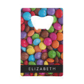 Kleurrijk Snoep, Buttonnen van Snoepjes, zoet, Jou Creditkaart Flessenopener (Achterkant)