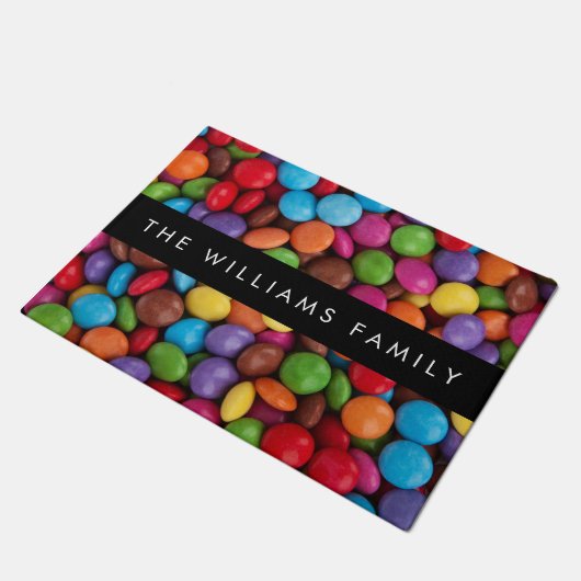Kleurrijk Snoep, Buttonnen van Snoepjes, zoet, Jou Deurmat (Schuin)