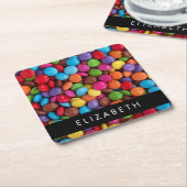 Kleurrijk Snoep, Buttonnen van Snoepjes, zoet, Jou Kartonnen Onderzetters (Schuin)