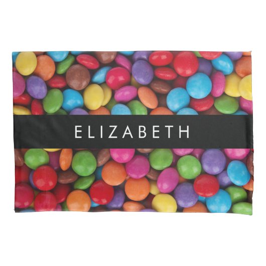 Kleurrijk Snoep, Buttonnen van Snoepjes, zoet, Jou Kussensloop (Voorkant)