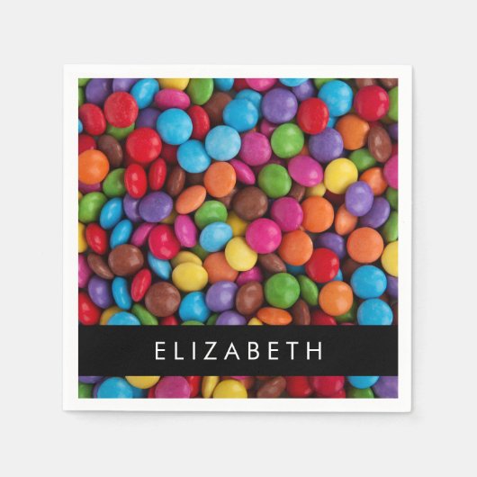 Kleurrijk Snoep, Buttonnen van Snoepjes, zoet, Jou Servet (Voorkant)