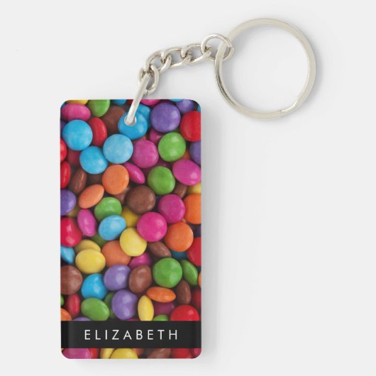 Kleurrijk Snoep, Buttonnen van Snoepjes, zoet, Jou Sleutelhanger (achterkant)