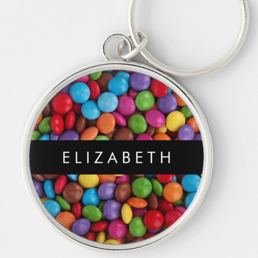 Kleurrijk Snoep, Buttonnen van Snoepjes, zoet, Jou Sleutelhanger (Voorkant)