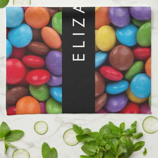 Kleurrijk Snoep, Buttonnen van Snoepjes, zoet, Jou Theedoek (Gevouwen)