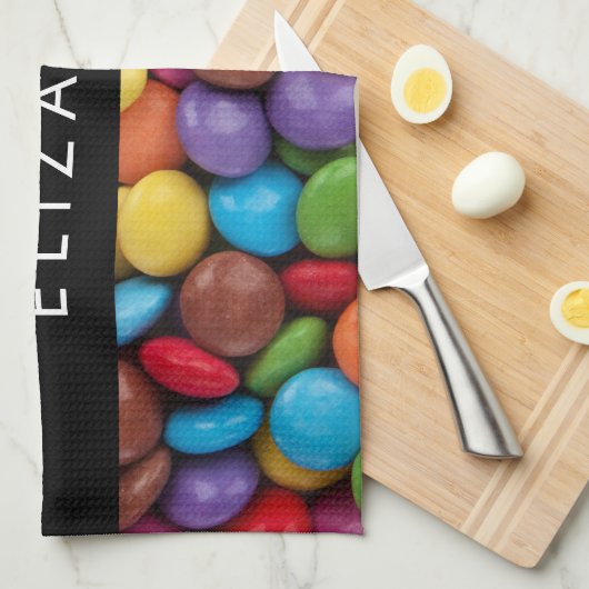 Kleurrijk Snoep, Buttonnen van Snoepjes, zoet, Jou Theedoek (Quarter Fold)