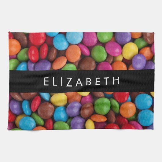 Kleurrijk Snoep, Buttonnen van Snoepjes, zoet, Jou Theedoek (Horizontaal)
