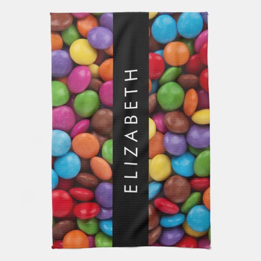 Kleurrijk Snoep, Buttonnen van Snoepjes, zoet, Jou Theedoek (Verticaal)