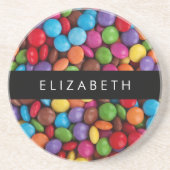Kleurrijk Snoep, Buttonnen van Snoepjes, zoet, Jou Zandsteen Onderzetter (Voorkant)
