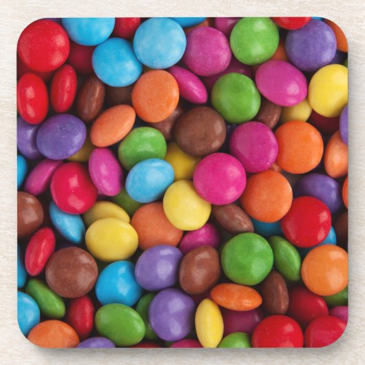 Kleurrijk Snoep, Buttonnen van Snoepjes, zoet, voe Bier Onderzetter (Voorkant)