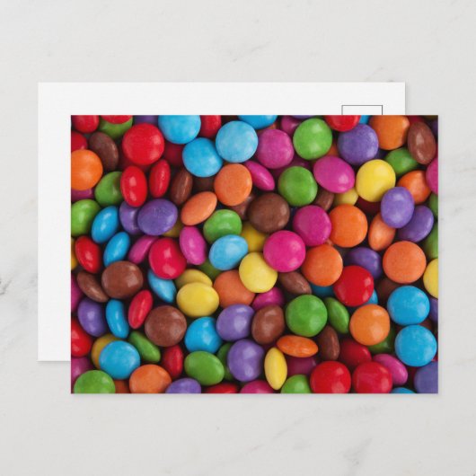 Kleurrijk Snoep, Buttonnen van Snoepjes, zoet, voe Briefkaart (Voorkant / Achterkant)