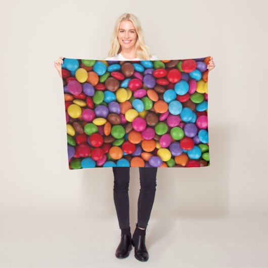 Kleurrijk Snoep, Buttonnen van Snoepjes, zoet, voe Fleece Deken (In situ)
