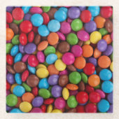 Kleurrijk Snoep, Buttonnen van Snoepjes, zoet, voe Glazen Onderzetter (Voorkant)