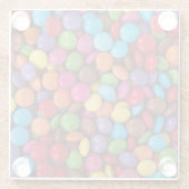 Kleurrijk Snoep, Buttonnen van Snoepjes, zoet, voe Glazen Onderzetter (Achterkant)