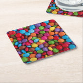 Kleurrijk Snoep, Buttonnen van Snoepjes, zoet, voe Kartonnen Onderzetters (Schuin)