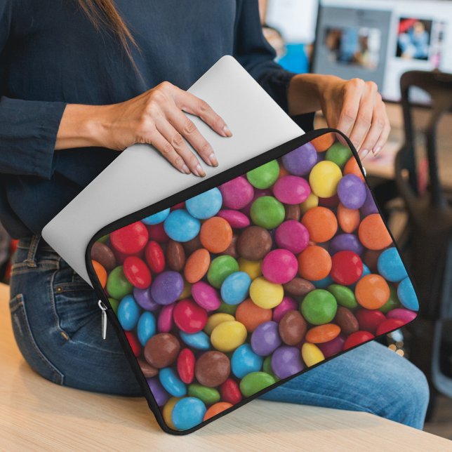 Kleurrijk Snoep, Buttonnen van Snoepjes, zoet, voe Laptop Sleeve (Creator heeft geüpload)