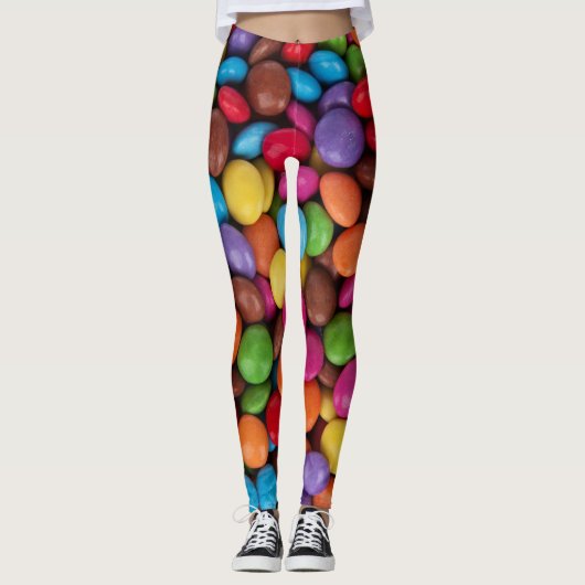 Kleurrijk Snoep, Buttonnen van Snoepjes, zoet, voe Leggings (Voorkant)