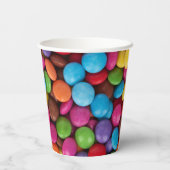 Kleurrijk Snoep, Buttonnen van Snoepjes, zoet, voe Papieren Bekers (Achterkant)