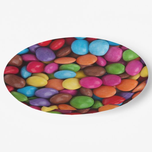 Kleurrijk Snoep, Buttonnen van Snoepjes, zoet, voe Papieren Bordje (Gekanteld)