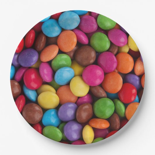 Kleurrijk Snoep, Buttonnen van Snoepjes, zoet, voe Papieren Bordje (Voorkant)