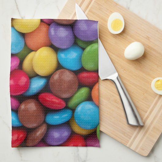 Kleurrijk Snoep, Buttonnen van Snoepjes, zoet, voe Theedoek (Quarter Fold)