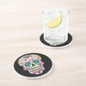 Kleurrijk Snoep en suikerschedel Zandsteen Onderzetter (Zijkant)