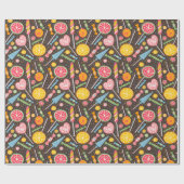 Kleurrijk Snoep Explosie Lollipop Blue Oranje Red Cadeaupapier (Vlak)